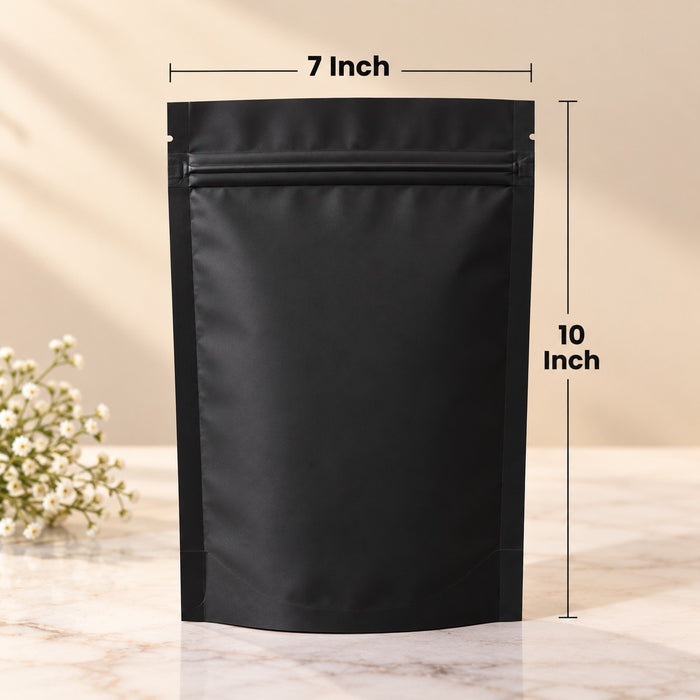 Premium Aluminium Foil Stand-Up Zipper Pouch | 10 × 7 Inch | Multiple Colour Options | Reusable Packaging Bag for Dry Fruits, Snacks & Gifting