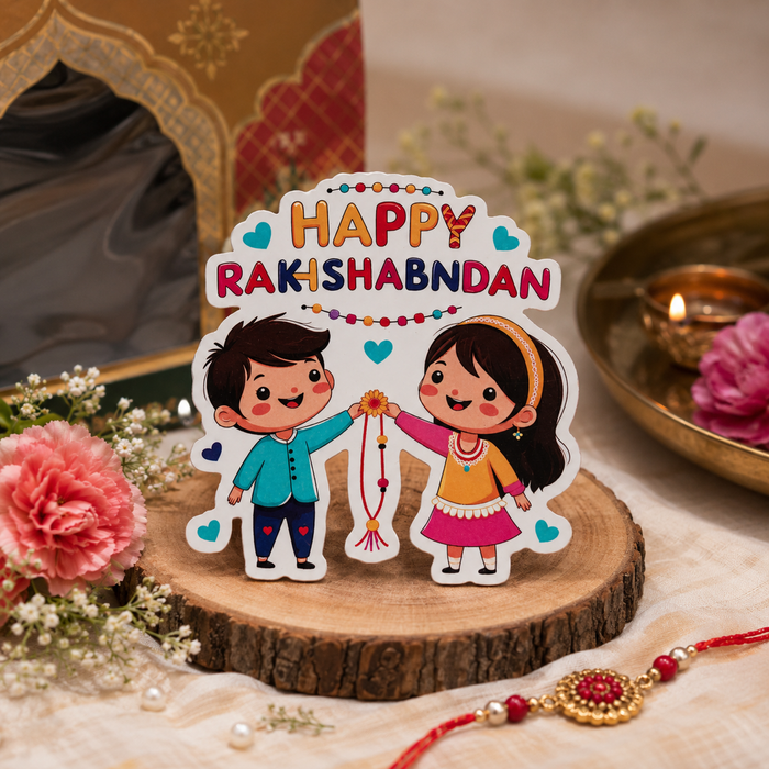 12 pcs  Raksha Bandhan MDF Cutouts (2 to 3 inches ) | 6 Assorted Designs × 2 Each | Decorative Craft Embellishments for Rakhi Hampers, Gift Boxes & DIY Projects