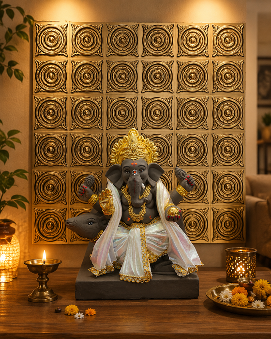 Premium Backdrop Wall Panels (9 pcs set) | 30 × 30 CM Each Panel For Ganpati , Janmashtami , Durga pooja  and Diwali  | 90 × 90 CM DIY Mandap Background | 9 Panels | 3 Designs | Includes Double-Sided Tape