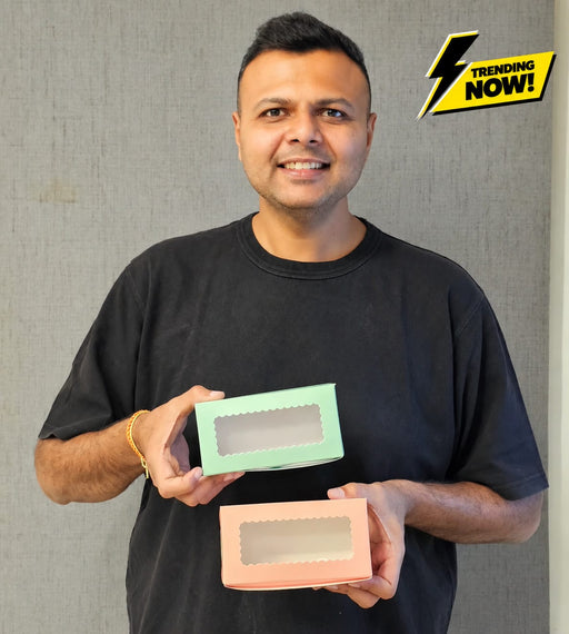 Paper Mailer Box with Window | Available in Peach & Mint Green | Premium Gift, Bakery & Packaging Box  L 8 × H 3 × W 2 Inch