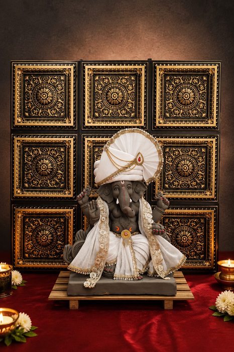 Premium Backdrop Wall Panels (9 pcs set) | 30 × 30 CM Each Panel For Ganpati , Janmashtami , Durga pooja  and Diwali  | 90 × 90 CM DIY Mandap Background | 9 Panels | 3 Designs | Includes Double-Sided Tape