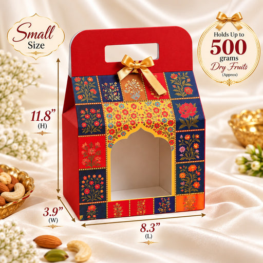 Maroon Rajwadi Gift Hamper Box with Window cardboard  | Premium Return Gift & Hamper Packaging Box |
