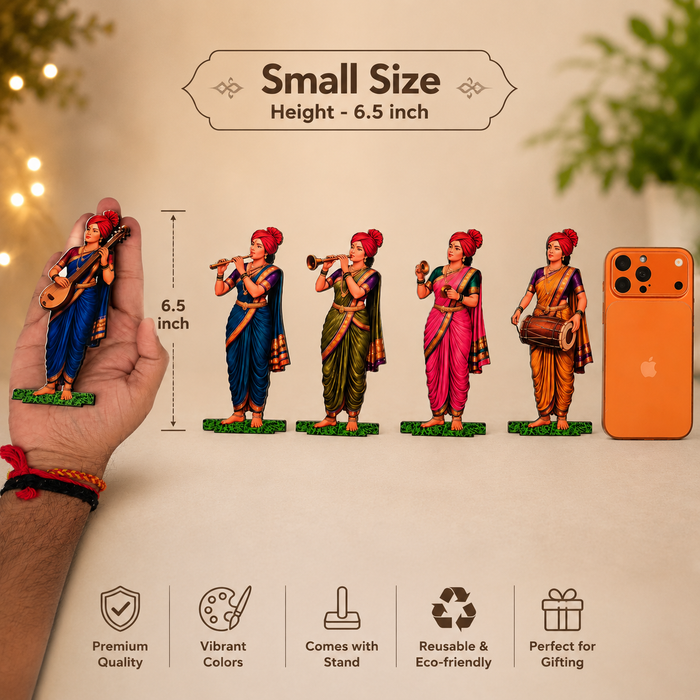 Ganpati Decoration & Festive Decor  Cutout  Set with stand Ganpati decoration Mini Table Top Decor for ganpati festive , Mandir, Pooja & Festival Decoration