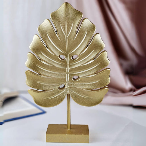 1 Pc Monstera Leaf Shape Golden MDF Partical Board Showpiece for Home Decor, Office Desk,Living Room, Bedroom, Dining Room, Rakshabandhan Gifting, Centerpiece, Table Decor(Pack of 1) (Model 2)