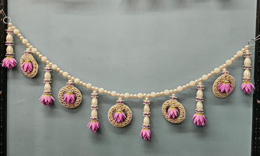 (DESIGN NO.15) 1 Pcs Elegant Pearl & Lotus Flower Door Hanging Toran | 40 Inch Traditional Entrance Decor | Festive & Wedding Decoration