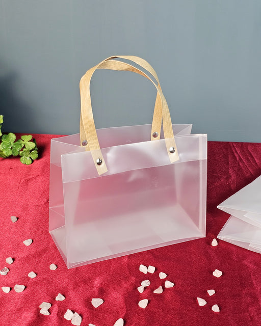 Small size (19.5 X 8.5 X 14.5 CM )Translucent Bags Goodie Bags With Handle Gift bag, hamper bag, Carry Bags, shopping gift bag, gift for Gifting, Presents, Return Gifts, Birthday, Party, Festivals