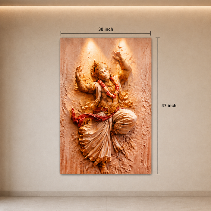 Hanumanji Backdrop for Home Décor , Janmashtami , Ganpati Decor , | MDF Foldable Wall Decor & Pooja Decoration | 3-Piece Panel