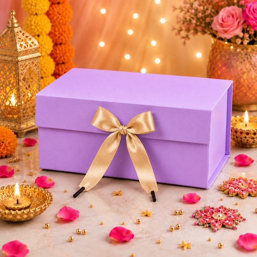 Collapsible  Without Magnet  Decorative Folding Paper Cardboard /Box with ribbon,DIY Box for Gift Hamper,Valentine Gifting,Wedding gifing.