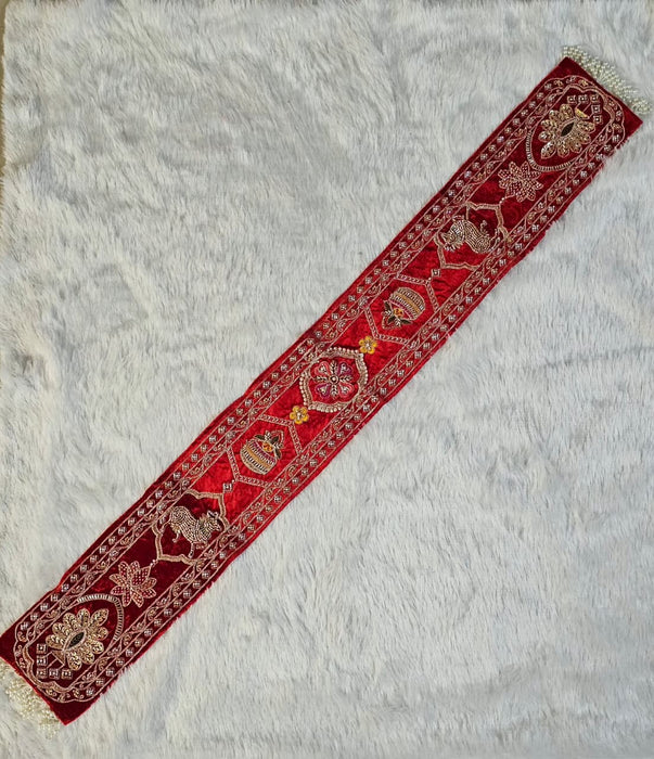 (1 Pcs )Designer Red Traditional Khes | Embroidered Wedding & Festive Khes | Traditional Shagun & Pooja Khes