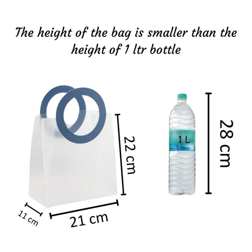Medium Size( 22 x 11 x 21 cm) Translucent  Bags with Round Handle Gift Paper Bag, Carry Bags, Gift Bag, Gift for Birthday, Valentine, Marriage, Festivals, Season's Greetings and Events (Medium)
