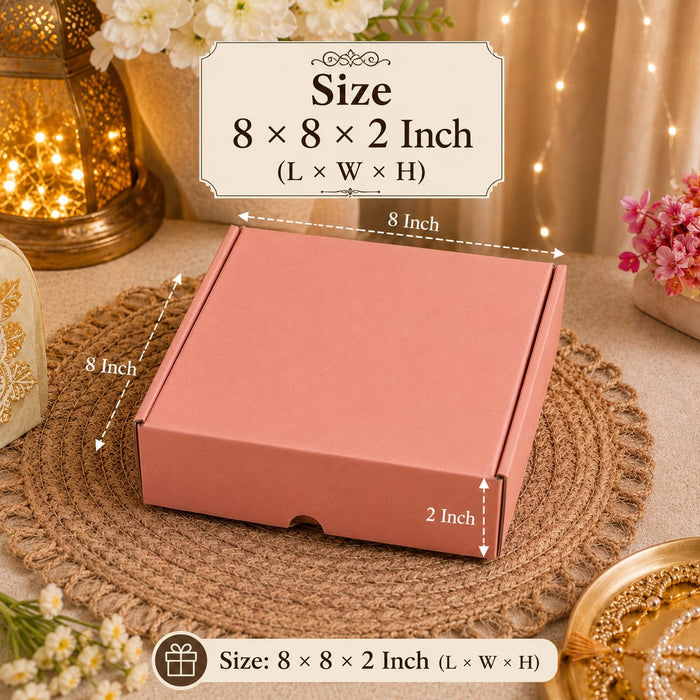 Mailer Box Cardboard Foldable Gift Box | Premium Folding Box for Gifting, Hampers, Packaging & Return Gifts 8 × 8 × 2 Inch (L × W × H)