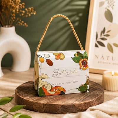 Small Decorative Folding Storage Box/ Purse style for Return Gift, Birthday, Valentine's Day - Boxes, Perfect for Packing Chocolate, Dry Fruits, and Invitations (White)(9 CM)