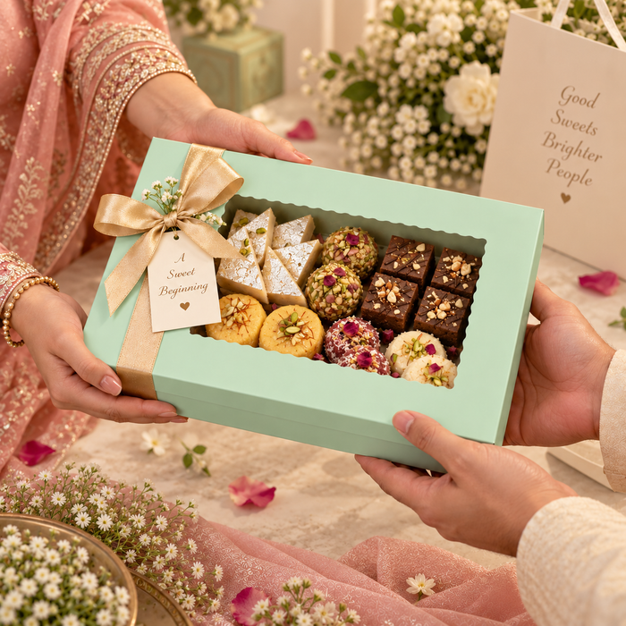 Paper Mailer Box with Window | Premium Gift & Bakery Packaging Box | Available in Peach & Mint Green L6 × H8.5 × W2 Inch