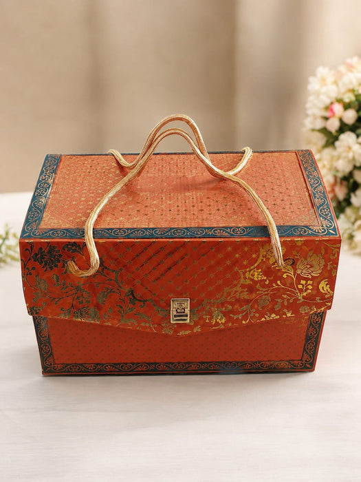 Premium Decorative Cardboard Gift Box with Handle | Festive & Wedding Hamper Packaging