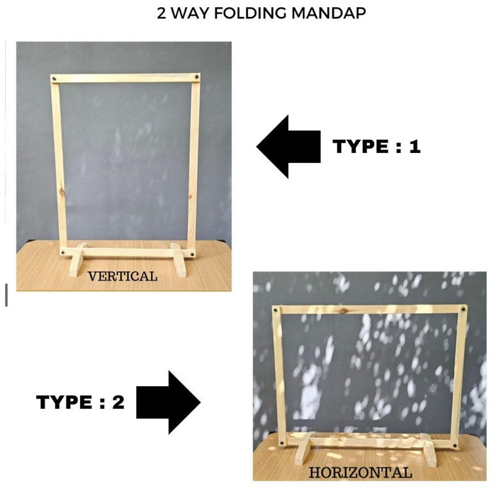 1 Piece Folding Eco-Friendly Wooden Mandap Backdrop for Home Mandir, Foldable Mandap with Screw, for GANPATI Mandap Decor,Office Puja, Ganeshji Decoration Item (1 Set) (Style 1)