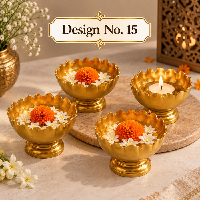 (Design No.14) Modern Gold Metal Candle Holder Set – Elegant Decorative Pillar Candle Stand for Table Centerpiece, Living Room & Wedding Décor Pack 1 set of 2pcs (Small, Big )