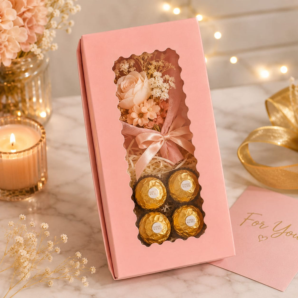 Paper Mailer Box with Window | Available in Peach & Mint Green | Premium Gift, Bakery & Packaging Box  L 8 × H 3 × W 2 Inch