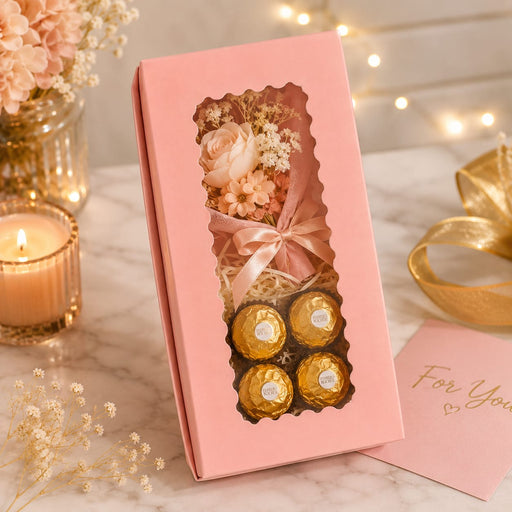 Paper Mailer Box with Window | Available in Peach & Mint Green | Premium Gift, Bakery & Packaging Box  L 8 × H 3 × W 2 Inch