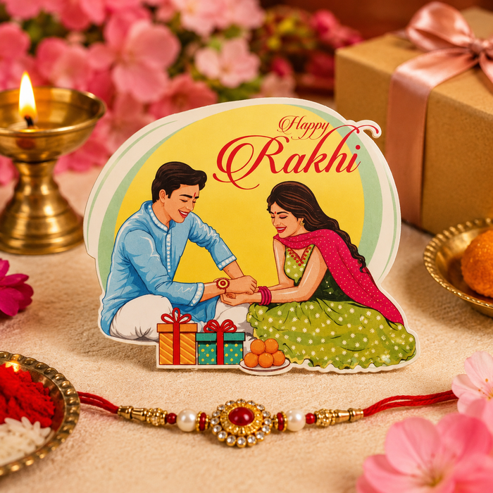 12 pcs  Raksha Bandhan MDF Cutouts (2 to 3 inches ) | 6 Assorted Designs × 2 Each | Decorative Craft Embellishments for Rakhi Hampers, Gift Boxes & DIY Projects