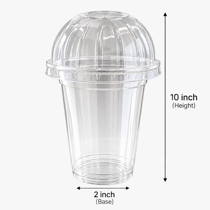 Biodegradable Clear Dome Lid Cup  | Eco-Friendly Dessert & Beverage Cup  | 10 Inch Height | 2 Inch Base