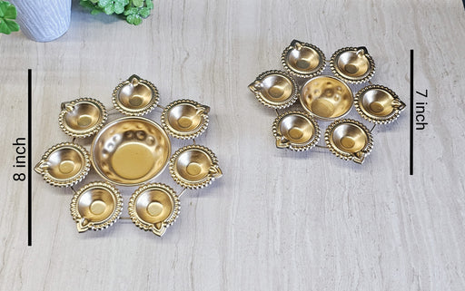 1 Set (2 Pcs) Decorative Round Gold Polish Decorative Urli Bowl for Home Decor,Mandir Decor,Diwali Decor, Ganpati mandap, Floating Flowers,Candles Diya holder, Office,Table Decor, Entrance Decoration Item (Pack of 2) (Golden)