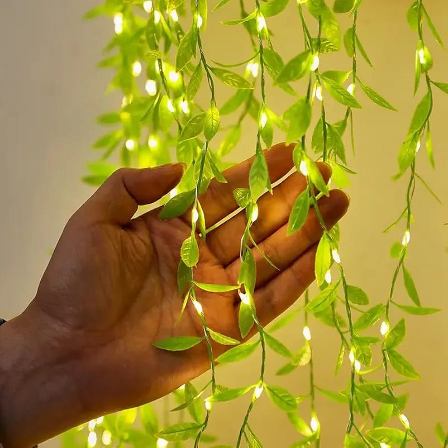 (DESIGN NO.5) 1 PCS Green Leaf LED Hanging String Lights | Decorative Fairy Lights for Ganpati, Durga Puja, Diwali & Home Décor