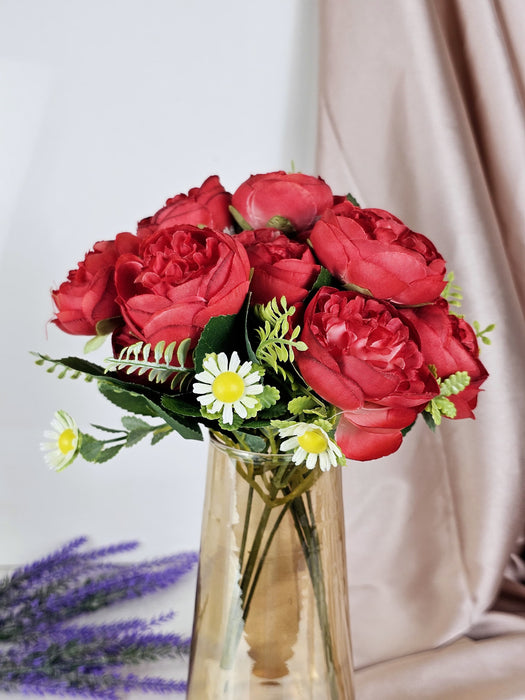 1 Pcs Artificial Bridal Piano Rose Peony Flower for Gifting,Flowers Sticks Bunch Decorative Items for Home, (without Vase Pot)(Pack of 1) (MATERIAL : Fabric)