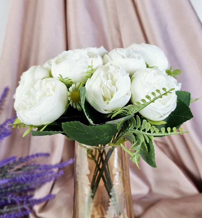 1 Pcs Artificial Bridal Piano Rose Peony Flower for Gifting,Flowers Sticks Bunch Decorative Items for Home, (without Vase Pot)(Pack of 1) (MATERIAL : Fabric)