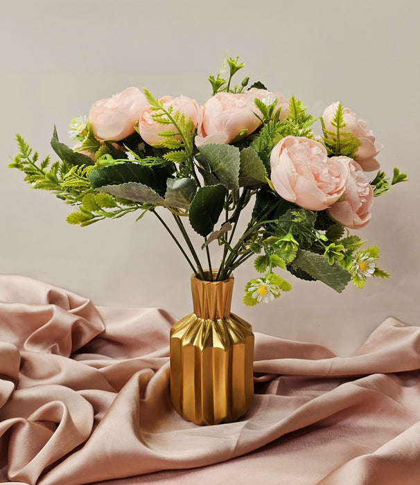 Artificial Bridal Piano Rose Peony Flower for Gifting,Flowers Sticks Bunch Decorative Items for Home, (without Vase Pot)(MATERIAL : Fabric)