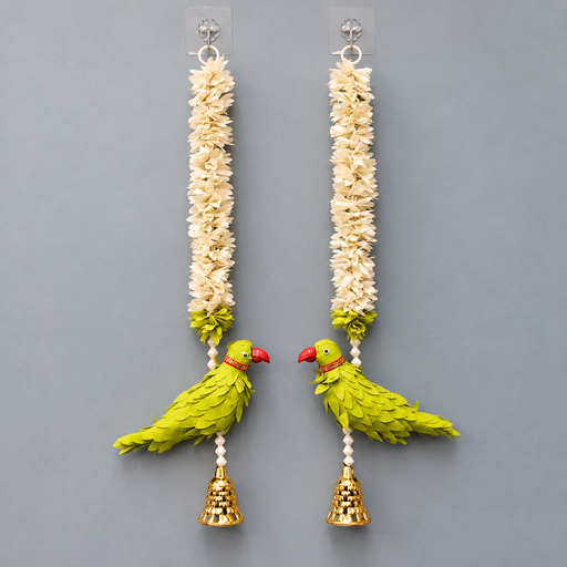 (Design No.1) (1 Pair) (2 Pcs )Premium Peacock Door Hanging with Lotus & Floral Garland – Traditional Indian Wall Decor for Diwali, Pooja & Festive Home Decoration
