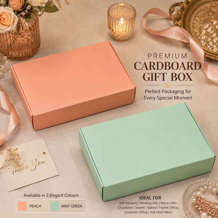Mailer Box Premium Cardboard Gift Box  | Gift, Hamper & Packaging Box  Cardboard Gift & Hamper Box 10.5 × 7.5 × 2 Inch | Elegant Peach & Mint Green Gift Packaging Box for Wedding Hampers, Return Gifts, Chocolates, Sweets, Bakery & Festive Gifting