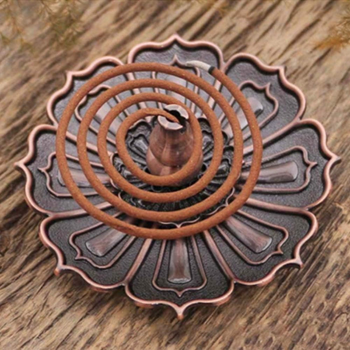 Lotus Flower Design Agarbatti Stand Incense Holder Ash Catcher Metal for Pooja, Office, Mandir,Shree Holi Pooja, Wedding & Many More Spiritual Events, Insence Burner (Bronze 2)