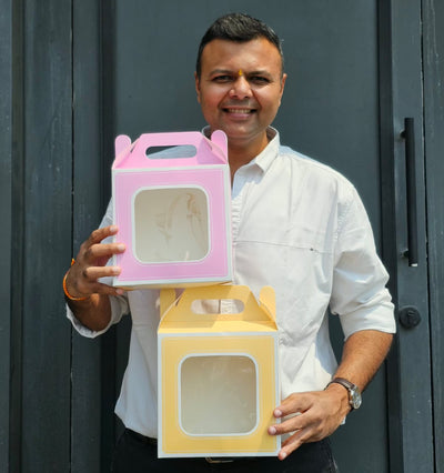 Small Size Gift Hamper Box with Transparent Window | 8 × 8 × 4 Inch | Reusable Gift & Hamper Packaging Box