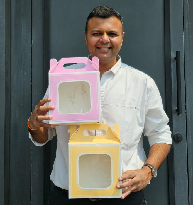 Small Size Gift Hamper Box with Transparent Window | 8 × 8 × 4 Inch | Reusable Gift & Hamper Packaging Box