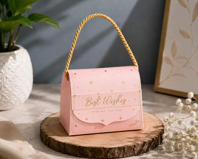 SMALL  Purse style Box for Return Gift, Birthday, Valentine's Day - Boxes, Perfect for Packing Chocolate, Dry Fruits, and Invitations (PEACH-PINK) (8 cm)