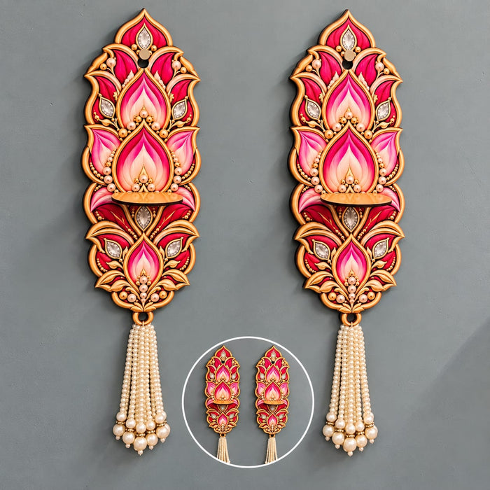 3D Look MDF Lotus Side Hanging with Hook – Festive Diwali Home Decor