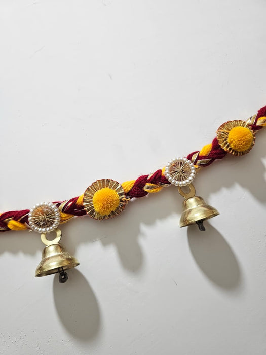 (DESIGN NO.14) 1 Pcs Traditional Handmade Door Hanging Toran with Bells | Festive Door Decor | 43 Inch