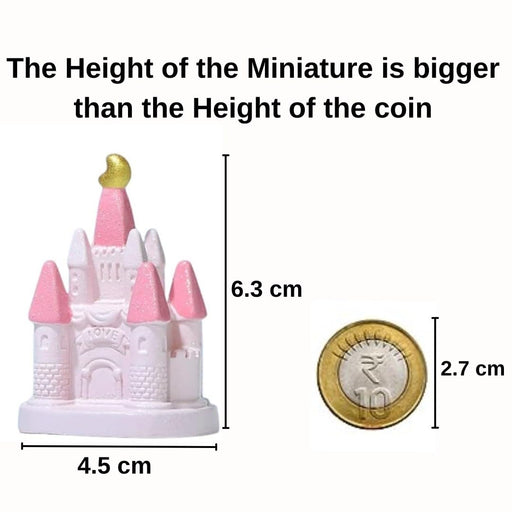 1 Pcs Miniature Castle Figurines | Fairy Tale Theme Decorative Showpieces for Home, Garden, Office, Desk, Cake Decoration & Gifting (Pink, Resin)