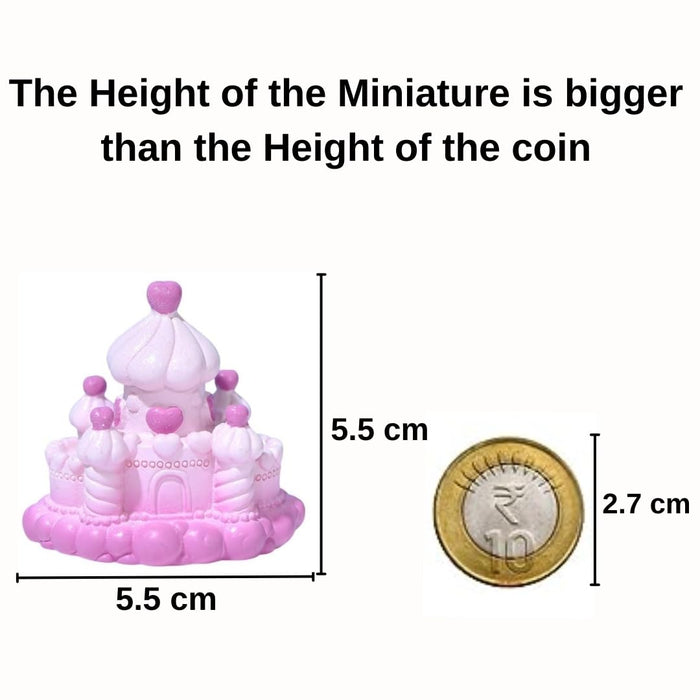 Miniature Castle Figurines | Fairy Tale Theme Decorative Showpieces for Home, Garden, Office, Desk, Cake Decoration & Gifting (Pink, Resin)