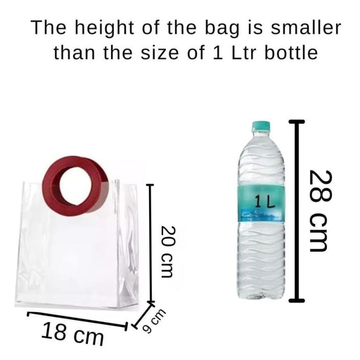 10 Pcs Small Transparent Bags with Circle Handle Gift Paper Bag, Carry Bags, Gift Bag, Gift for Birthday, Valentine, Marriage, Festivals, Season's Greetings and Events (Maroon) (Small)(18 x 9 x 20 cm)