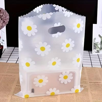 Daisy Print  Plastic Gift Bag with Handle | Transparent Carry Bag for Gifts, Hampers & Return Favours