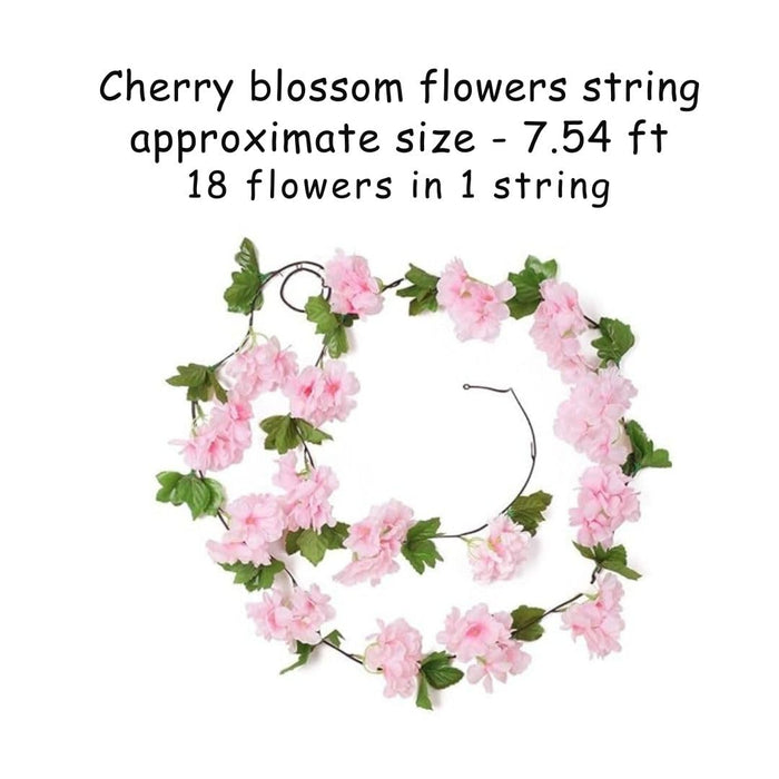 Artificial Cherry Blossom Rattan Flowers(White) Wall Hanging Decorative Vine String Lines Items for Diwali Decoration, Backdrop for Pooja Room, Home Decor (230 cm)