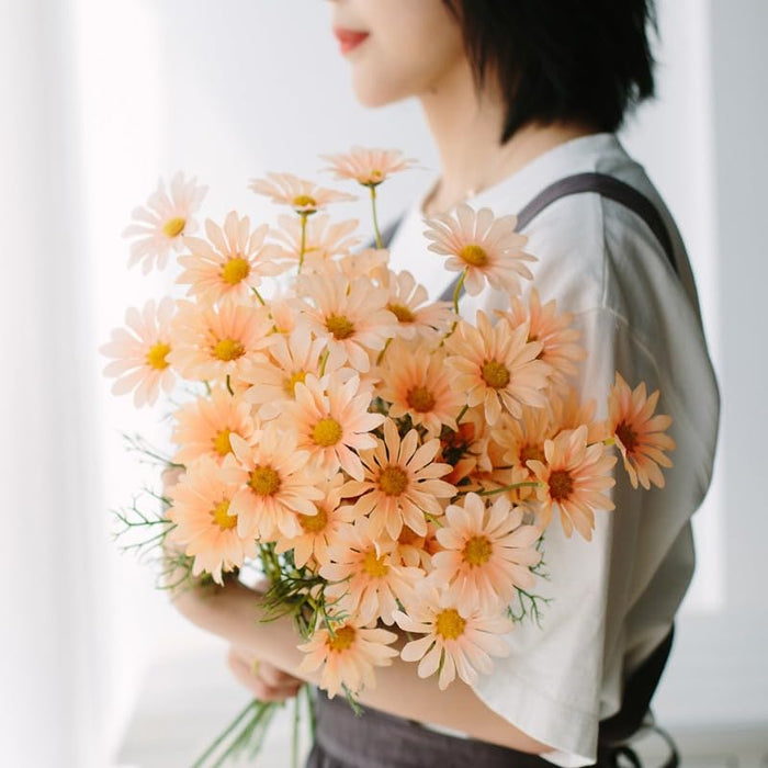Artificial Daisy Sunflowers for Home Decor, Office, Living Room, Balcony, Wedding & Gifting | Realistic Faux Flower (Only Flower, No Vase)