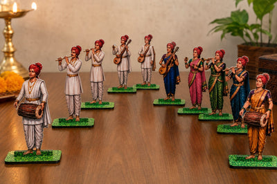 Ganpati Decoration & Festive Decor Ganpati  Cutout  Set with stand Ganpati decoration Mini Table Top Decor for ganpati festive , Mandir, Pooja & Festival Decoration