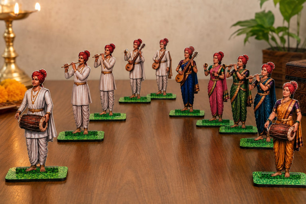 Ganpati Decoration & Festive Decor  Cutout  Set with stand Ganpati decoration Mini Table Top Decor for ganpati festive , Mandir, Pooja & Festival Decoration