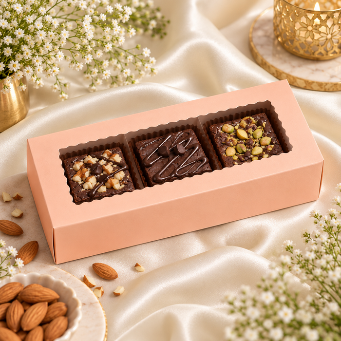 Paper Mailer Box with Window | Available in Peach & Mint Green | Premium Gift, Bakery & Packaging Box  L 8 × H 3 × W 2 Inch