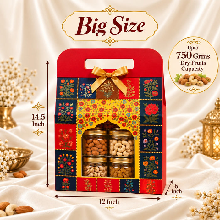Maroon Rajwadi Gift Hamper Box with Window cardboard  | Premium Return Gift & Hamper Packaging Box |