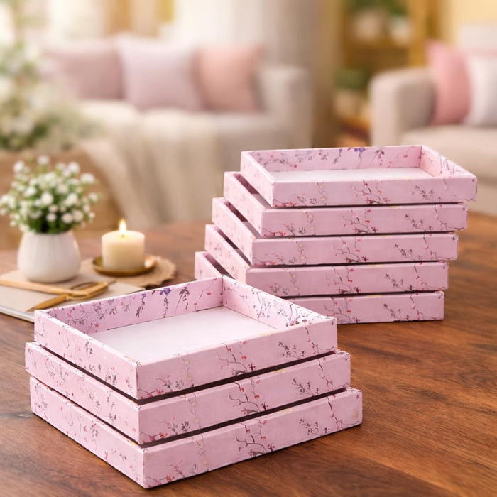Pink Color Multipurpose Decorative Viral Folding Paper Box (without net and Twister) Rectangle Cardboard Box DIY Tray for Gift Hamper, Gifting (Cardboard Folding Paper Box),Room Hamper,Wedding Hamper