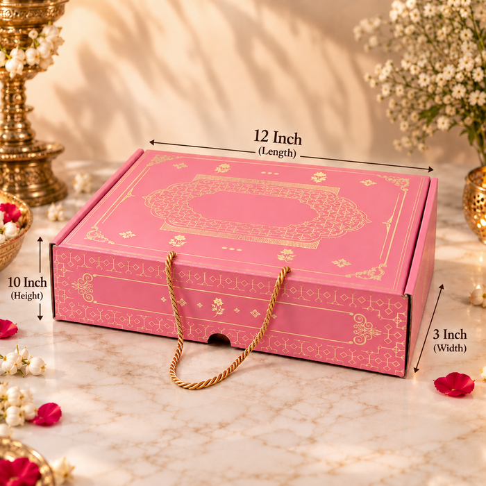Premium Red Gift Hamper Box with Handle  | Luxury Gift Packaging Box for Wedding, Diwali & Festive Gifting