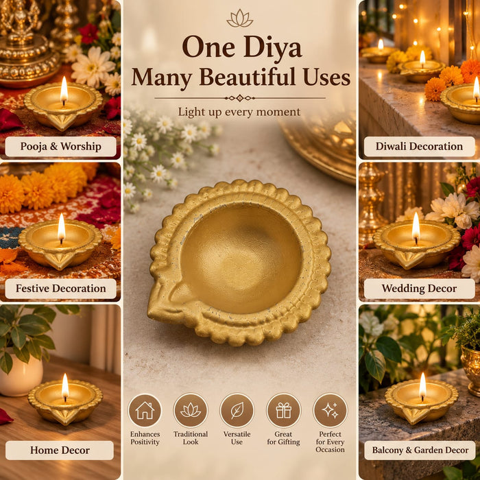 6 PCS Metal diya Traditional Decorative Oil Lamps for Diwali Decoration, Pooja Room, Home Decor, Festive Celebrations, Temple Decor, Rangoli & Housewarming Gifting